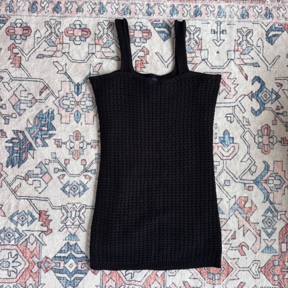 GAP Black Crochet Knit Cotton Mini Dress - size Medium petite
